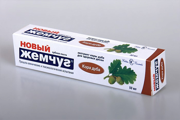 Зубная паста НОВЫЙ ЖЕМЧУГ кора дуба 50мл (74266) (1/36)