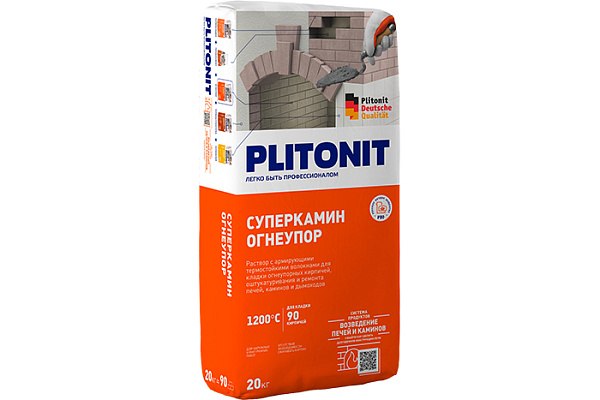 Термостойкий раствор PLITONIT СуперКамин Огнеупор 1200С° 4кг (арт.6675) (1/4)