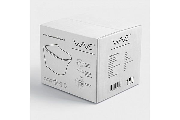 Унитаз подвесной безободковый WAVE TREND сиденье дюропласт, м/л, быстр, БЕЛЫЙ глянец (L)