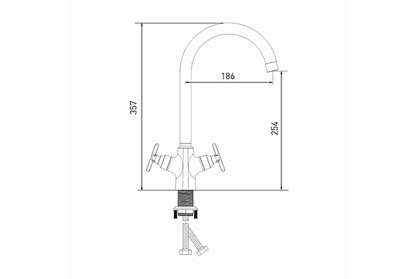 Смеситель для кухни MIXLINE ML38-032 Graphite (Латунь,Длина излива 18см,Кран-букса 1/2")