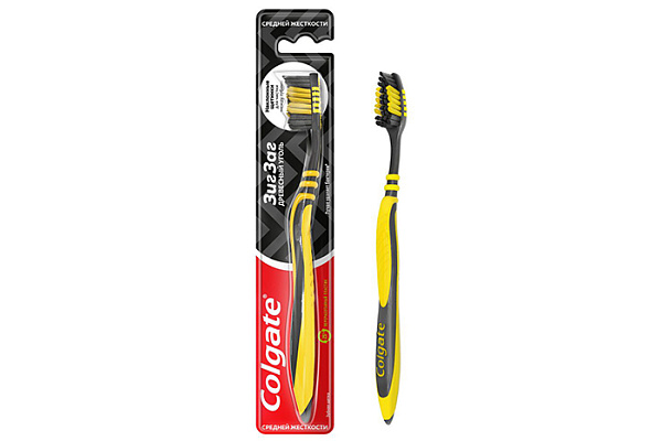Зубная щетка COLGATE зиг-заг древесный уголь средней жесткости (922) (1/72)