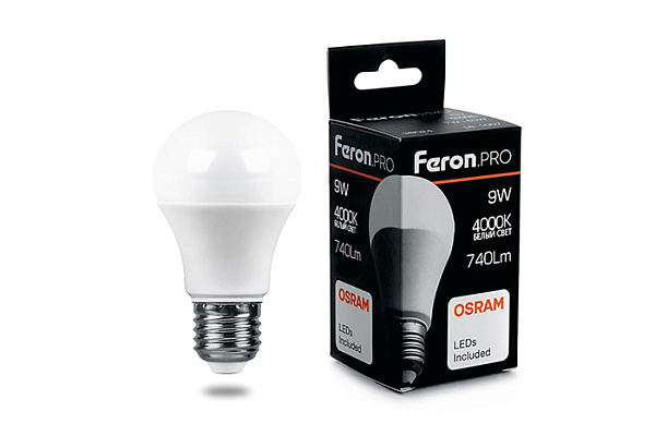 Лампа светодиодная OSRAM LB-1009 9W 230V E27 4000K груша 38027