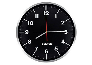 Часы настенные CENTEK СТ-7100 Black d=30см плавный ход кварцевый механизм