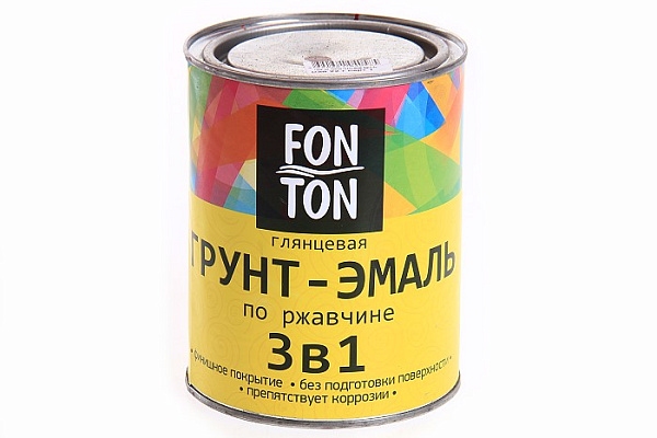 Грунт-эмаль по ржавчине 3 в 1 FonTon красная глянцевая (0,8кг)