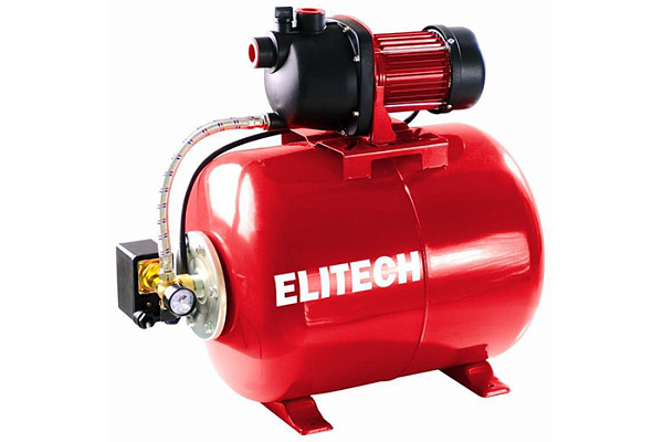 Насосная станция ELITECH САВ 1200-24П (Пласт,1200Вт,Расход-65л/м,Н=50м, 4,6бар,Глуб-8м,Емкость-24л)