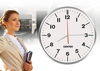 Часы настенные CENTEK СТ-7100 White d=30см плавный ход круг кварцевый механизм