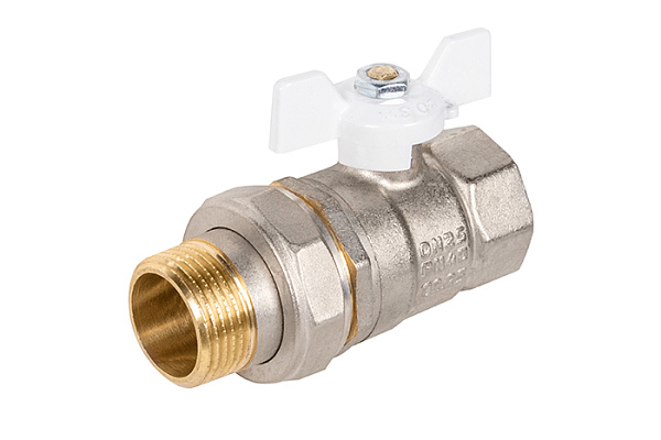 Кран шаровой латунный LD Pride 47.25.Американка Ду 25 Ру 40 бабочка (Белый)