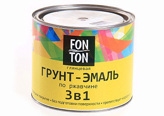 Грунт-эмаль по ржавчине 3 в 1 FonTon красная глянцевая (1,8кг) 