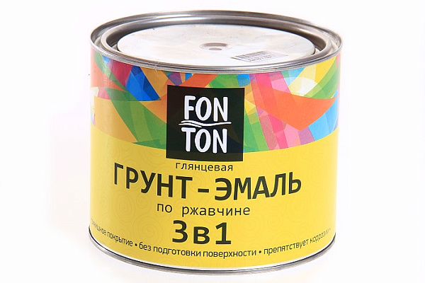 Грунт-эмаль по ржавчине 3 в 1 FonTon красная глянцевая (1,8кг) 
