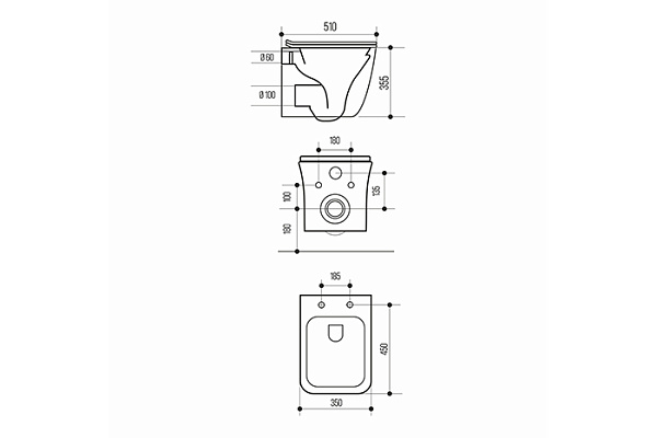 Унитаз подвесной безободковый WAVE QUADRO сид. дюропласт, м/л, быстр, БЕЛЫЙ глянец (XL)