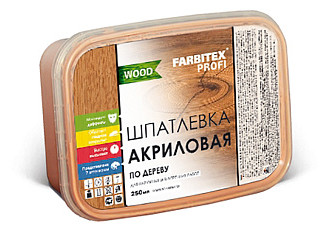 Шпатлевка FARBITEX ПРОФИ WOOD акриловая по дереву белый 0,25л (1/12)