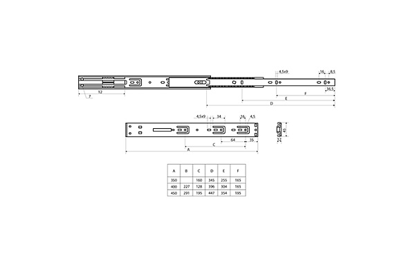 Направляющие шариковые StahlBuro 2шт 45-350/14" черный (1/20)