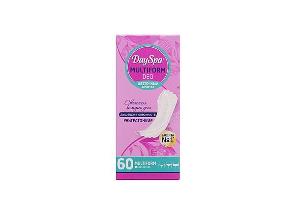 Прокладки ежедневные DAY SPA multiform deo цветочный аромат женские гигиенические 60шт (684)